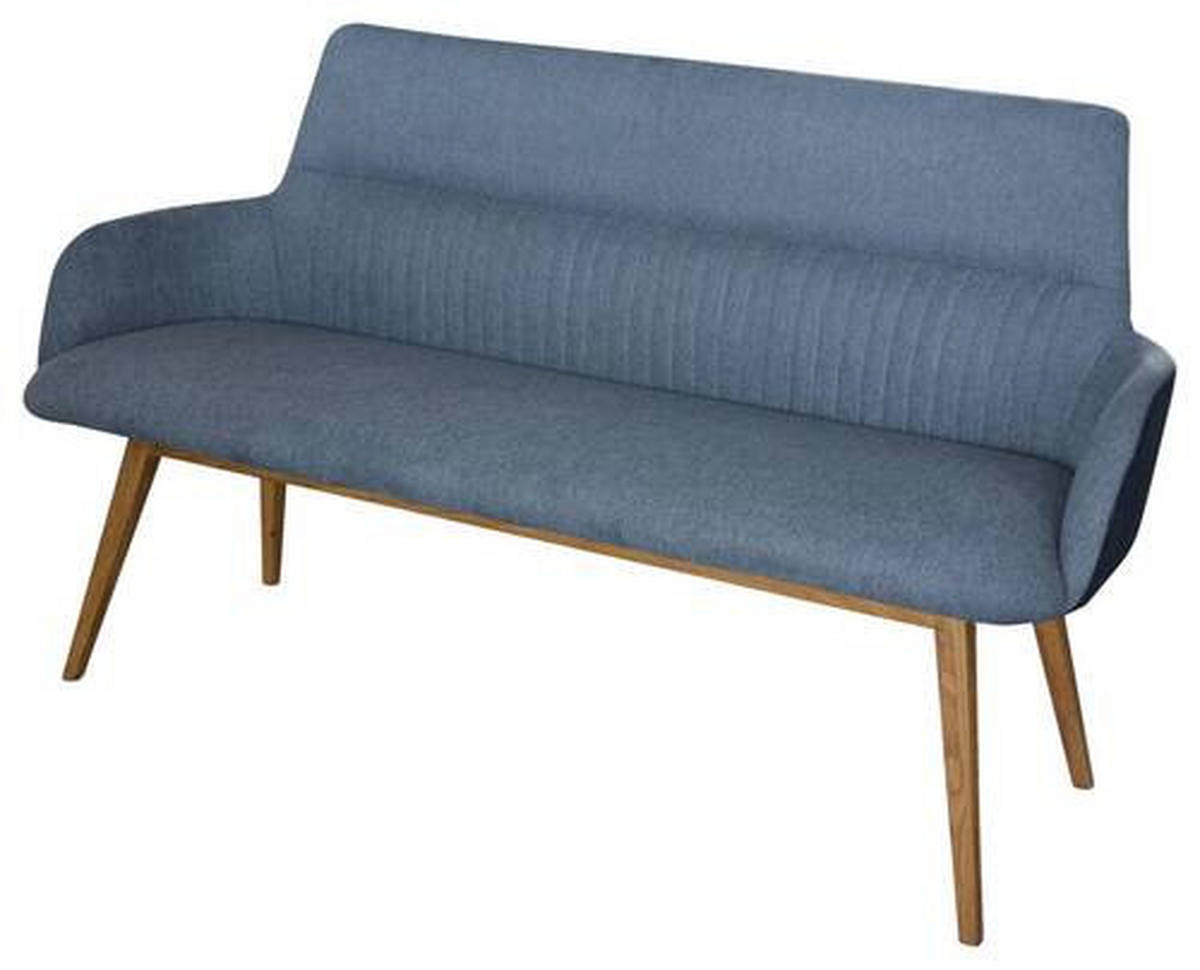 SITZBANK 157/88/62,5 cm Webstoff Eichefarben, Dunkelblau Wildeiche vollmassiv  - Eichefarben/Dunkelblau, KONVENTIONELL, Holz/Textil (157/88/62,5cm) - Linea Natura