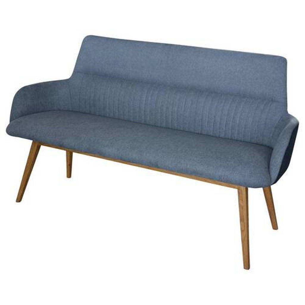 Thumbnail - Linea Natura Sitzbank, Eiche, Dunkelblau, Holz, Textil, Wildeiche, vollmassiv, 2-Sitzer, 157x88x62.5 cm, Esszimmer, Bänk...