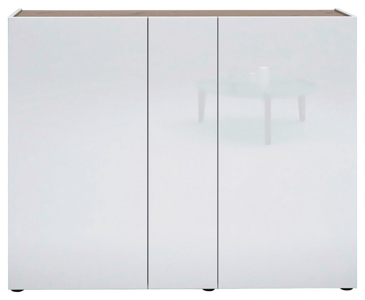 SCHUHSCHRANK Weiß, Eichefarben  - Eichefarben/Schwarz, Design, Holzwerkstoff/Kunststoff (145/115/35cm) - Xora