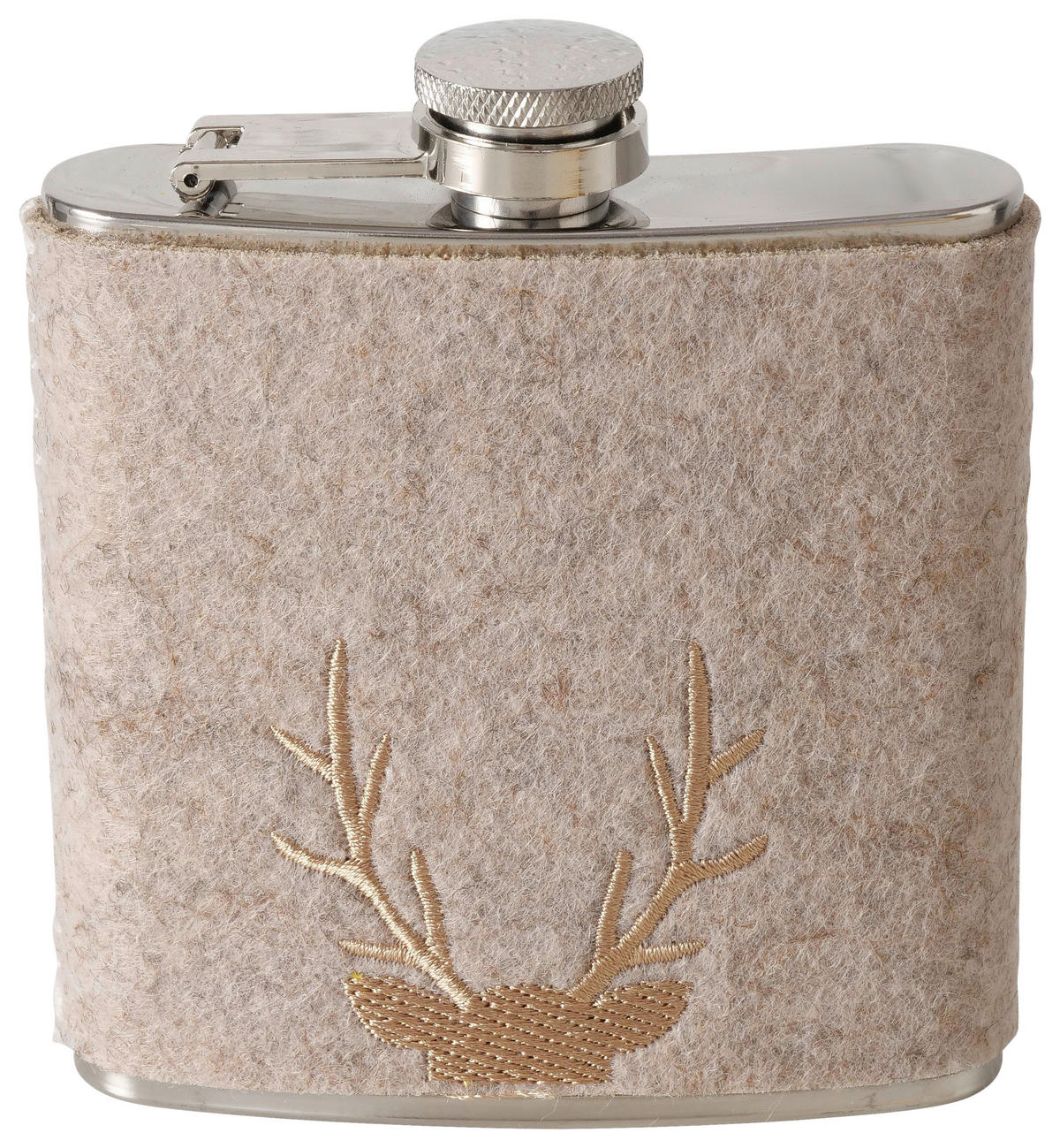 TRINKFLASCHE  - Silberfarben/Grau, KONVENTIONELL, Textil/Metall (9,2/3/11cm)