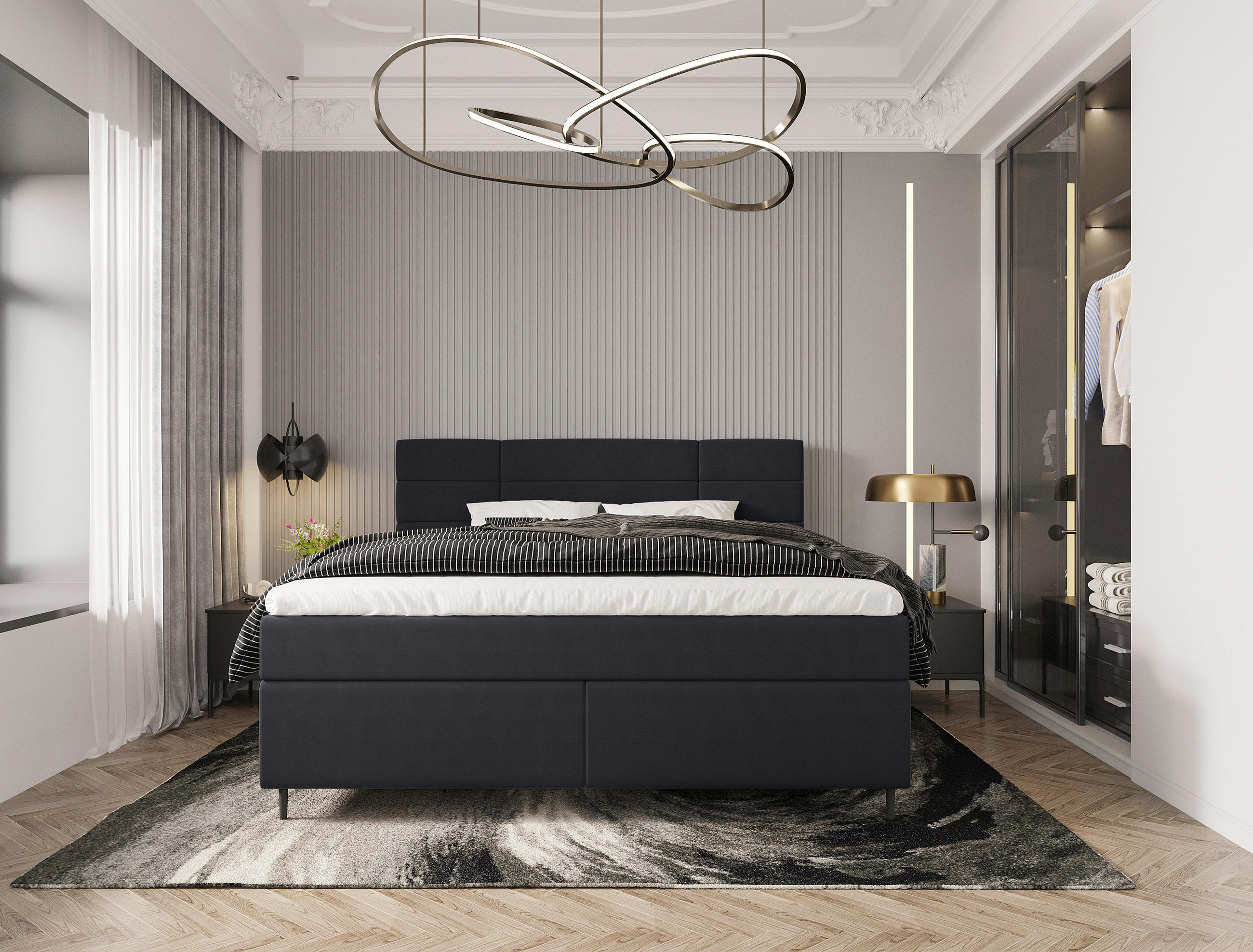 BOXBETT 160/200 cm  in Dunkelgrau  - Dunkelgrau/Birkefarben, Konventionell, Holz/Textil (160/200cm) - Boxxx