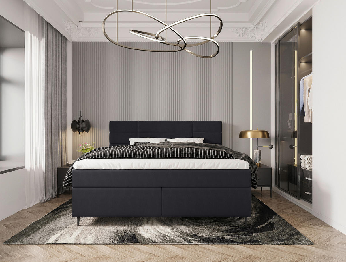 BOXBETT 180/200 cm  in Dunkelgrau  - Dunkelgrau/Birkefarben, Konventionell, Holz/Textil (180/200cm) - Carryhome