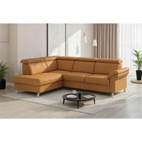 ECKSOFA 194/245 cm ARNGAST E in Echtleder Currygelb Kopfteilverstellung  194/245 cm  - Chromfarben/Currygelb, Basics, Leder/Textil (194/245cm) - Sit & More
