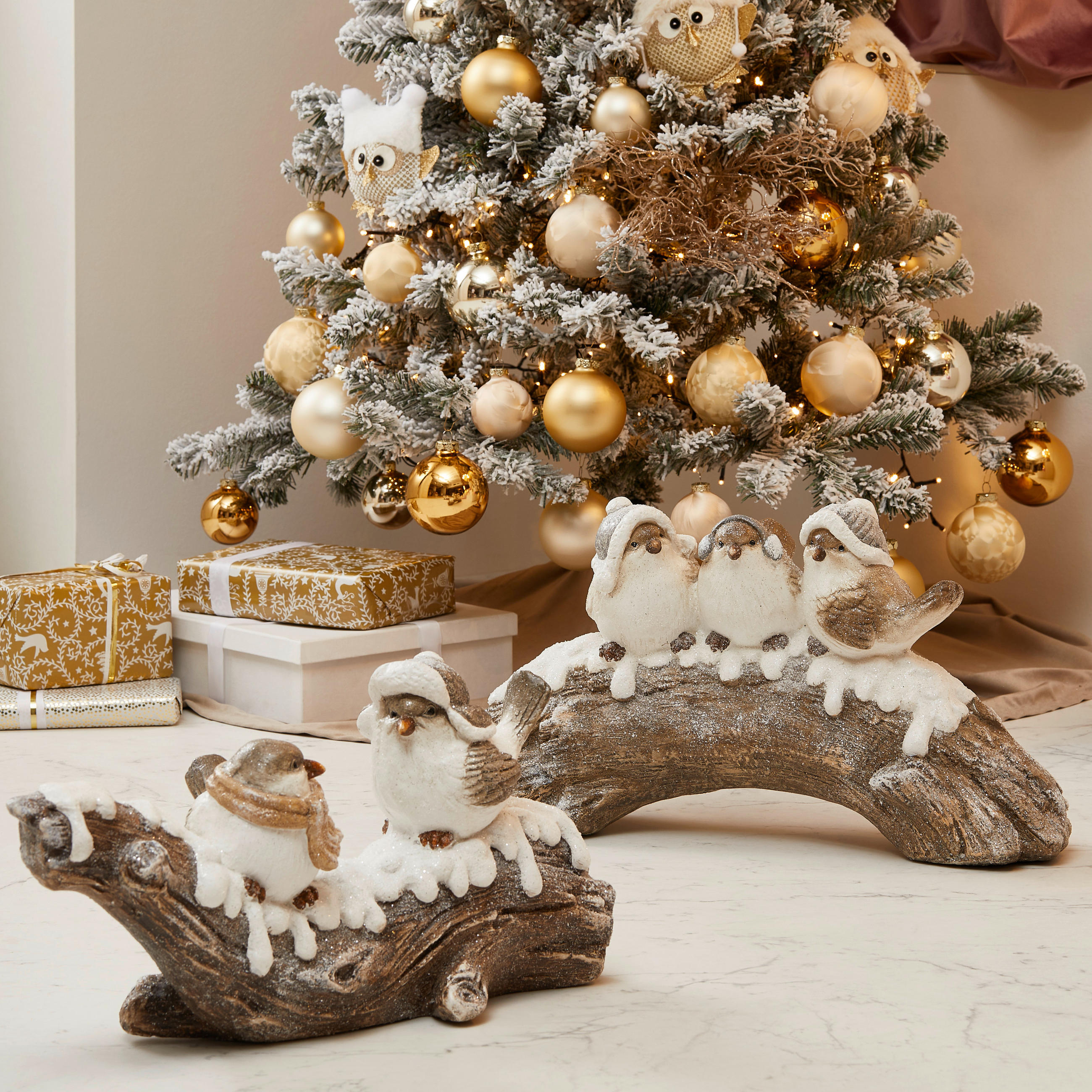 PTICA DEKORATIVNA - bijela/smeđa, Lifestyle, kamen (54/17,7/29,5cm) - X-Mas