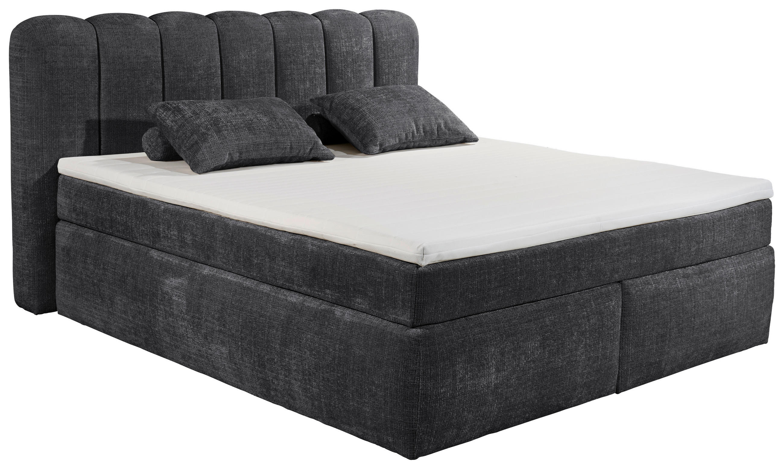 Thumbnail - Boxxx Boxspringbett, Anthrazit, Textil, H3 + H4, 7-Zonen, Höhe ca. 18 cm, 200x220 cm, Matratze, gepolstertes Kopfteil, T...