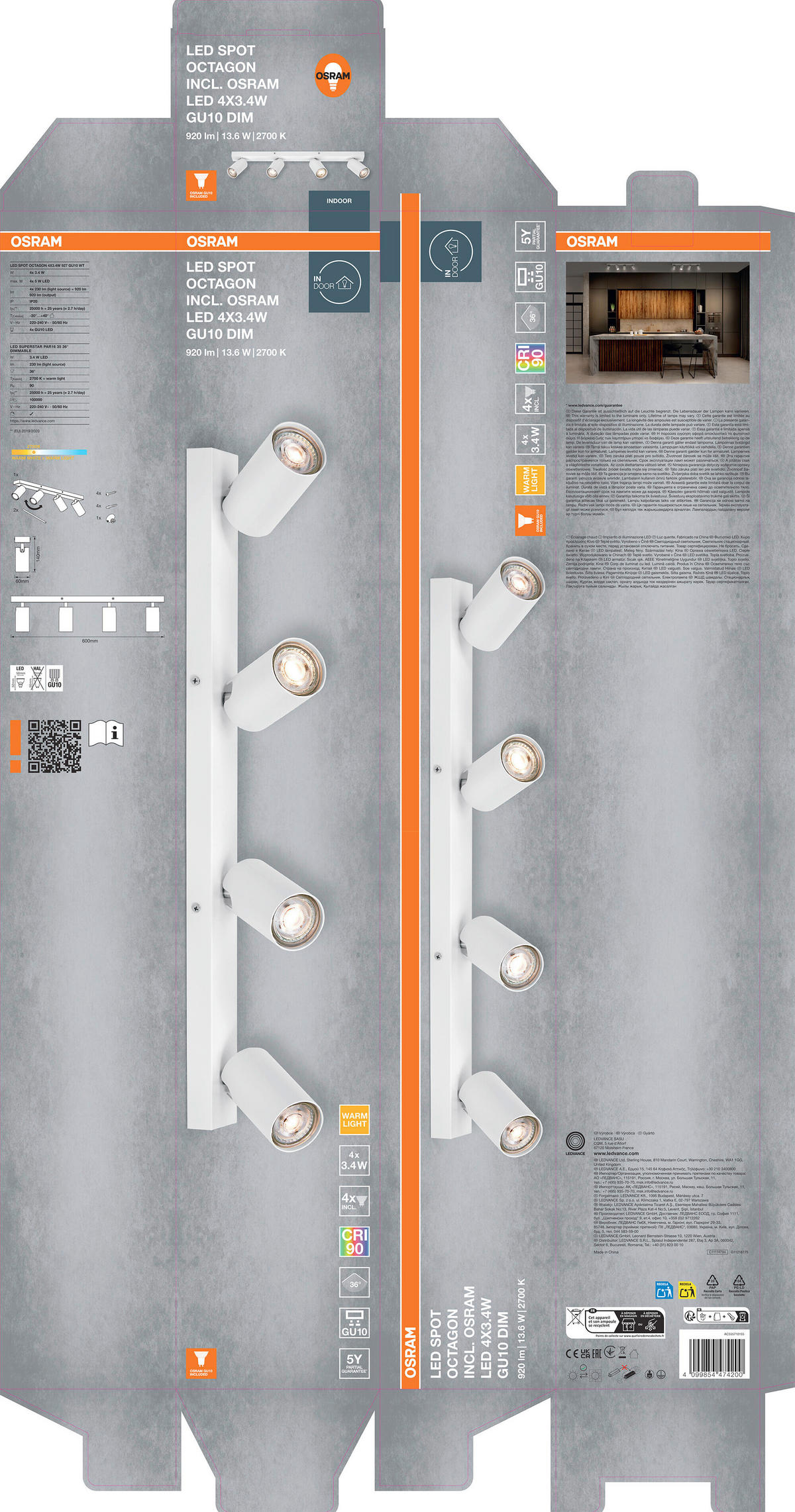 LED-STRAHLER 60/6/14 cm   - Weiß, Basics, Metall (60/6/14cm) - Osram