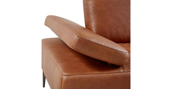 ECKSOFA in Echtleder Braun  - Bronzefarben/Braun, Design, Leder/Metall (176/298cm) - Valnatura