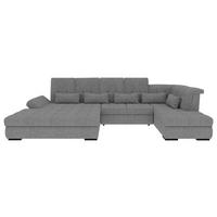 WOHNLANDSCHAFT Grau Struktur  - Schwarz/Grau, KONVENTIONELL, Kunststoff/Textil (212/358/222cm) - Carryhome