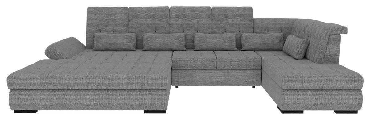 WOHNLANDSCHAFT Grau Struktur  - Schwarz/Grau, KONVENTIONELL, Kunststoff/Textil (212/358/222cm) - Carryhome