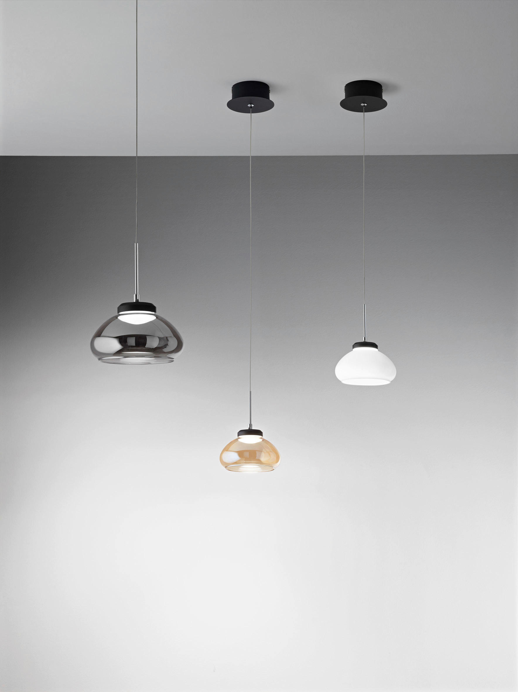 LED-PENDELLEUCHTE Arabella 14/200 cm   - Schwarz, Basics, Glas/Metall (14/200cm) - Fabas Luce