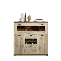 HIGHBOARD  in 125/125/40 cm  - Eichefarben/Schwarz, Konventionell, Glas/Holzwerkstoff (125/125/40cm) - Livetastic