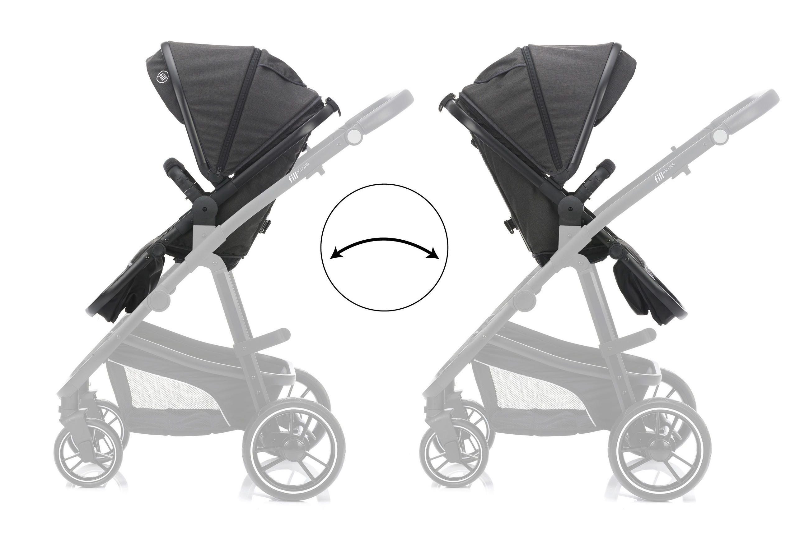 KINDERWAGENSET  JAGUAR  Darkgrey Melange  - Dunkelgrau/Schwarz, Basics, Textil/Metall - Fillikid