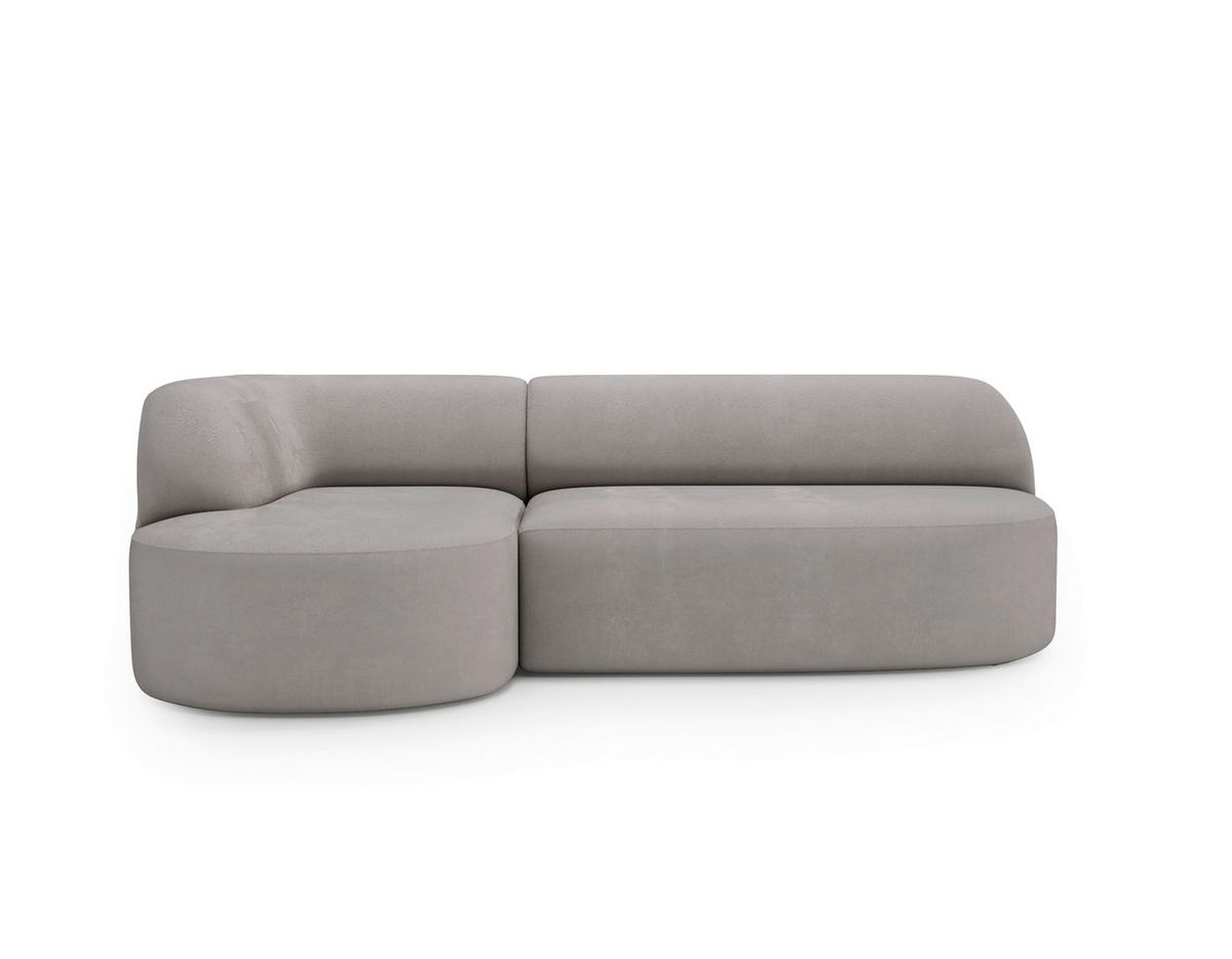 ECKSOFA Chenille Hellgrau  - Hellgrau/Schwarz, Design, Kunststoff/Textil (156/218cm) - Livetastic