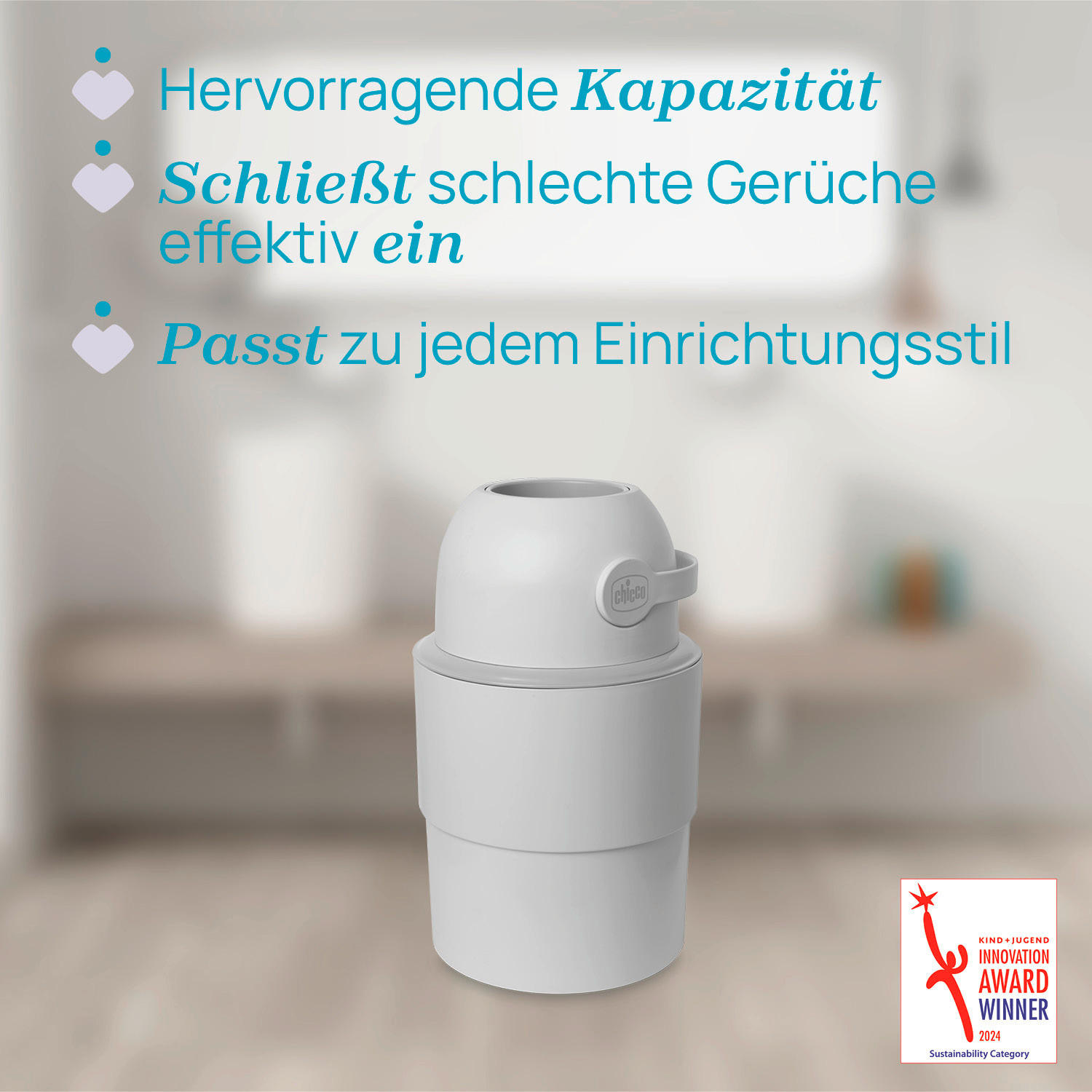 WINDELEIMER - Hellgrau, Basics, Kunststoff (28,5/48/28,5cm) - Chicco