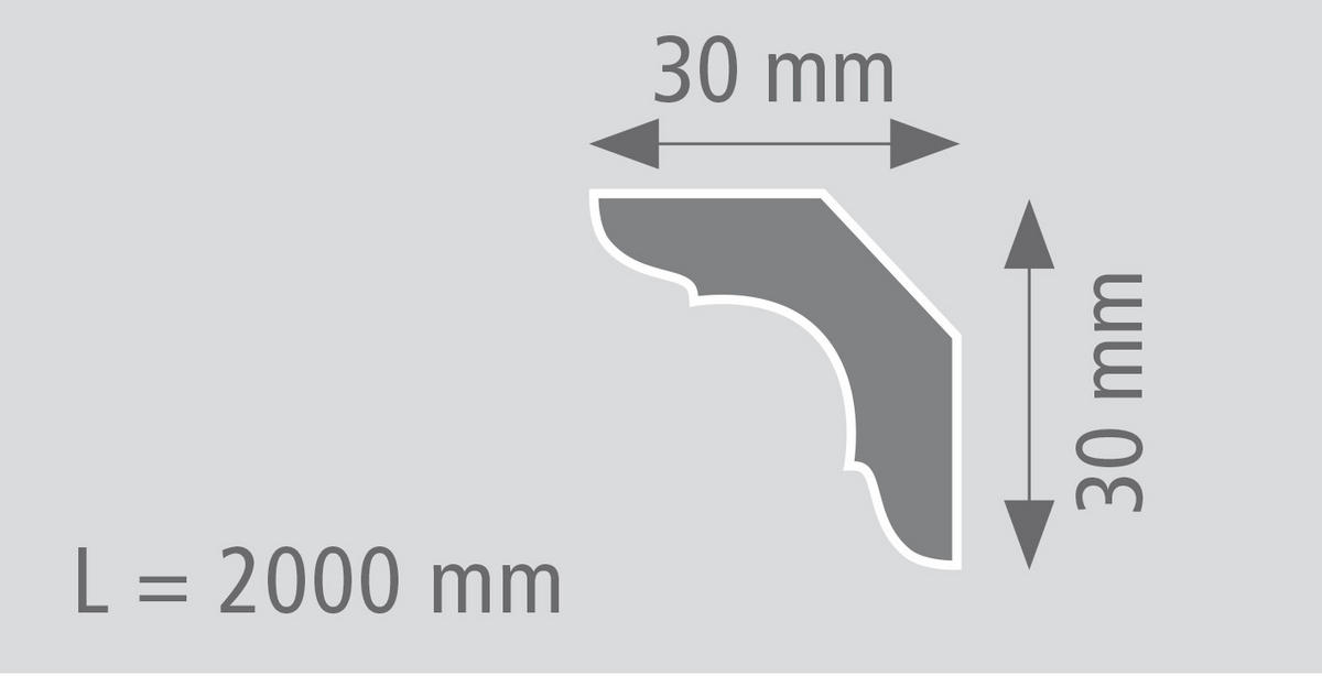 ZIERLEISTE 200/3/3 cm Weiß Kunststoff  - Weiß, MODERN, Kunststoff (200/3/3cm)