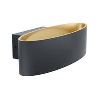 NÁSTENNÉ LED SVIETIDLO, 27/13/7,5 cm - čierna/zlatá, Design, kov/plast (27/13/7,5cm) - Eglo