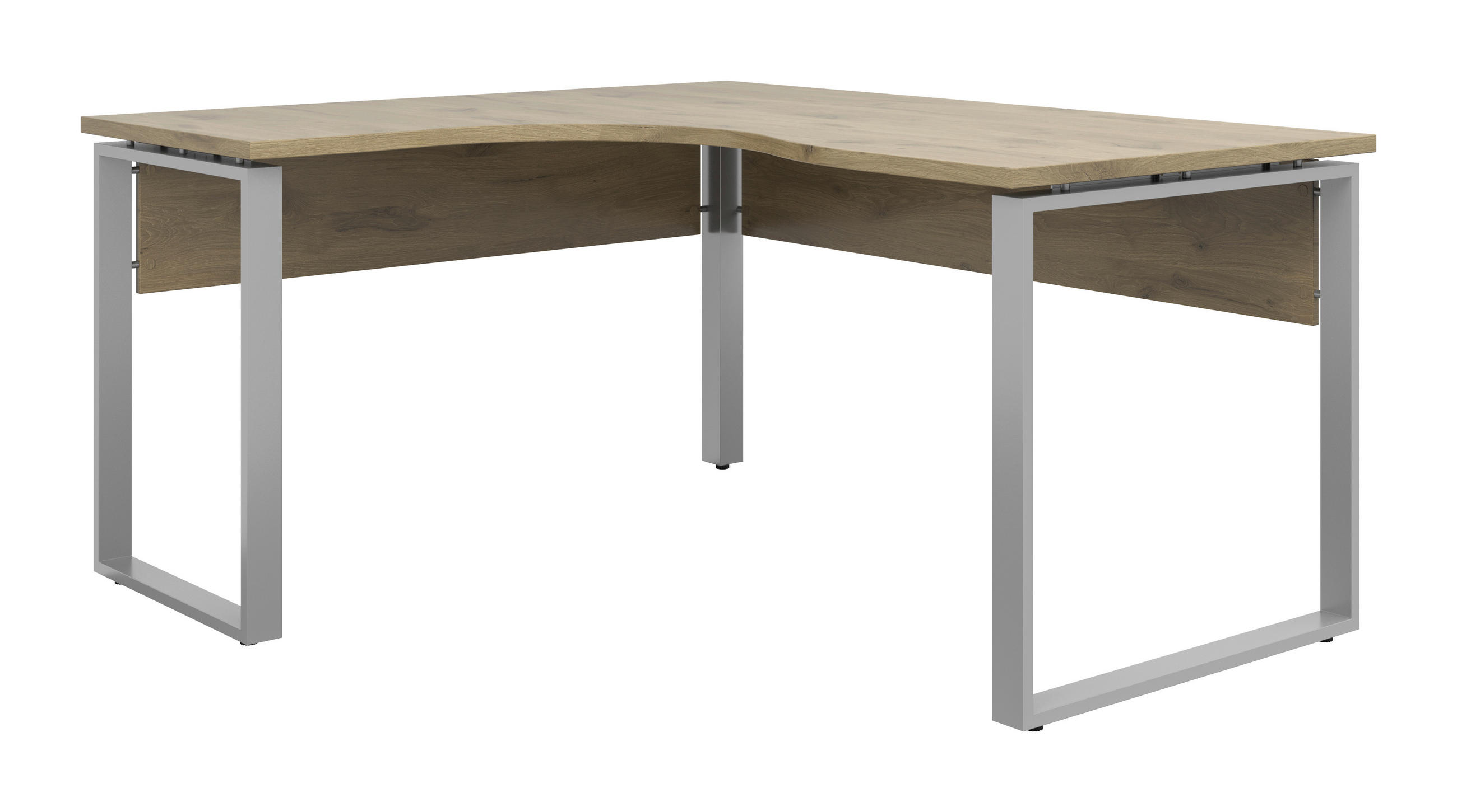 KOTNA PISALNA MIZA leseni material barve hrasta  - barve hrasta/bela, Konvencionalno, kovina/leseni material (137,7/77,8/159,9cm) - Voleo