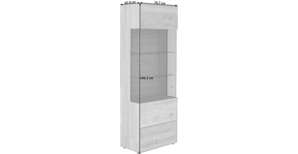 VITRINE in massiv Wildeiche Eichefarben - Edelstahlfarben/Eichefarben, Natur, Glas/Holz (70,7/196,2/40,9cm) - Valnatura