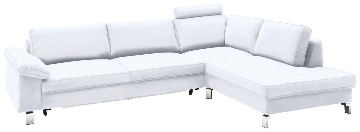 ECKSOFA in Echtleder Weiss  - Chromfarben/Weiss, Design, Leder/Metall (281/200cm) - Pure Home Lifestyle