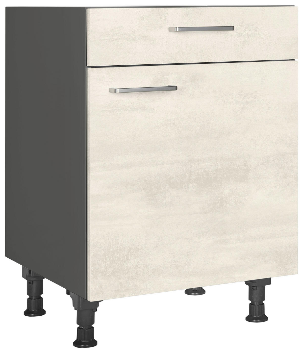 SCHUBKASTENUNTERSCHRANK 60/87/56 cm  in Weiß  - Schieferfarben/Edelstahlfarben, MODERN, Holzwerkstoff/Metall (60/87/56cm) - Nobilia