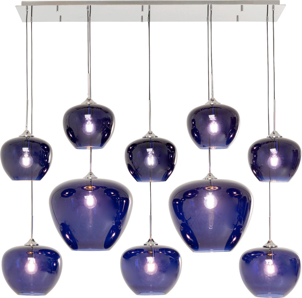 HÄNGELEUCHTE 60/160/110 cm   - Blau/Silberfarben, LIFESTYLE, Glas/Metall (60/160/110cm) - Kare-Design