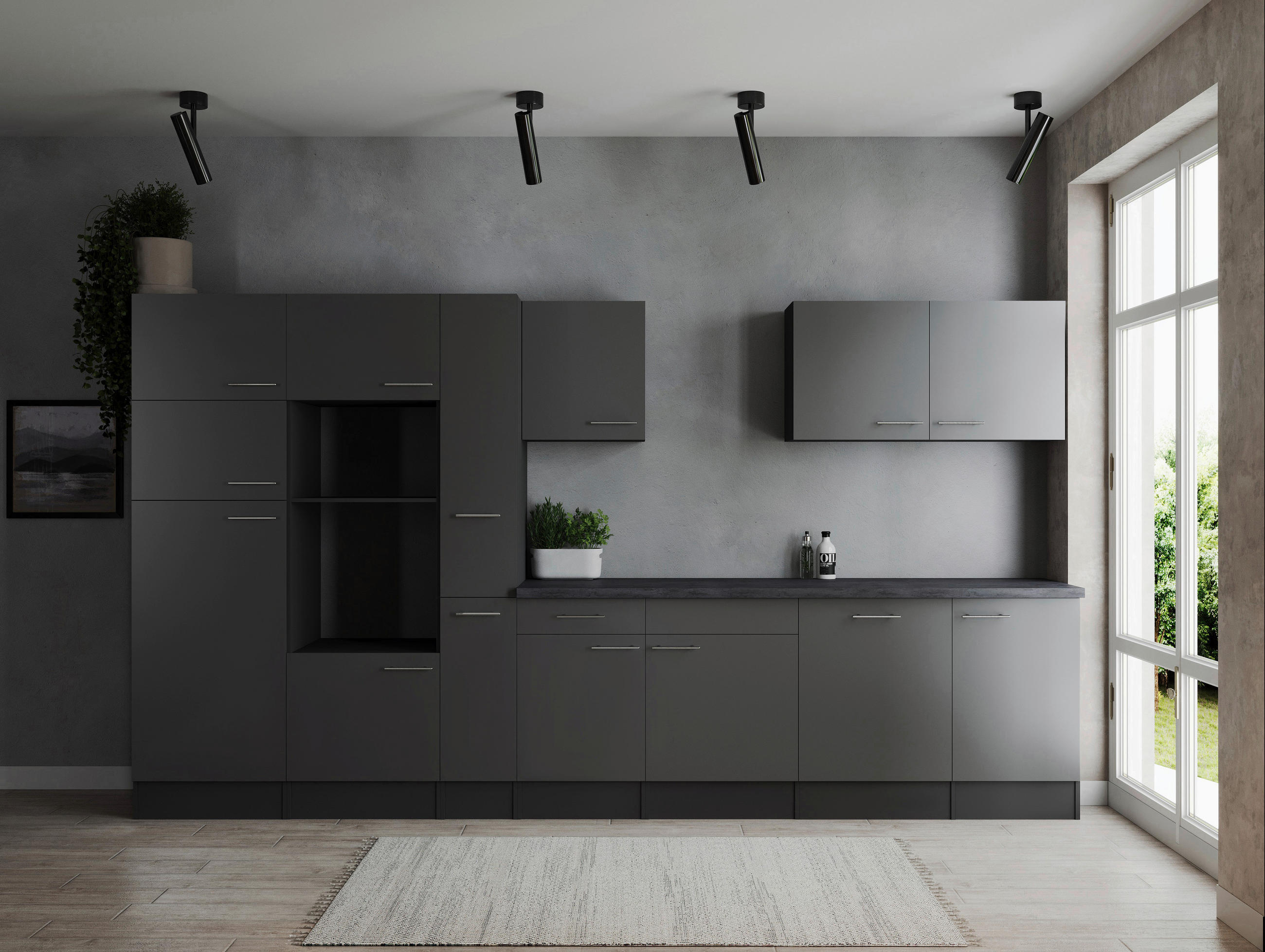 MODULKÖK UTAN VITVAROR 370 cm i grå - silver/grå, Design, metall/trämaterial (370cm) - Respekta