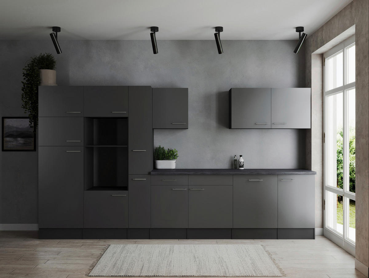 MODULKÖK UTAN VITVAROR 370 cm   i grå  - silver/grå, Design, metall/trämaterial (370cm) - Respekta