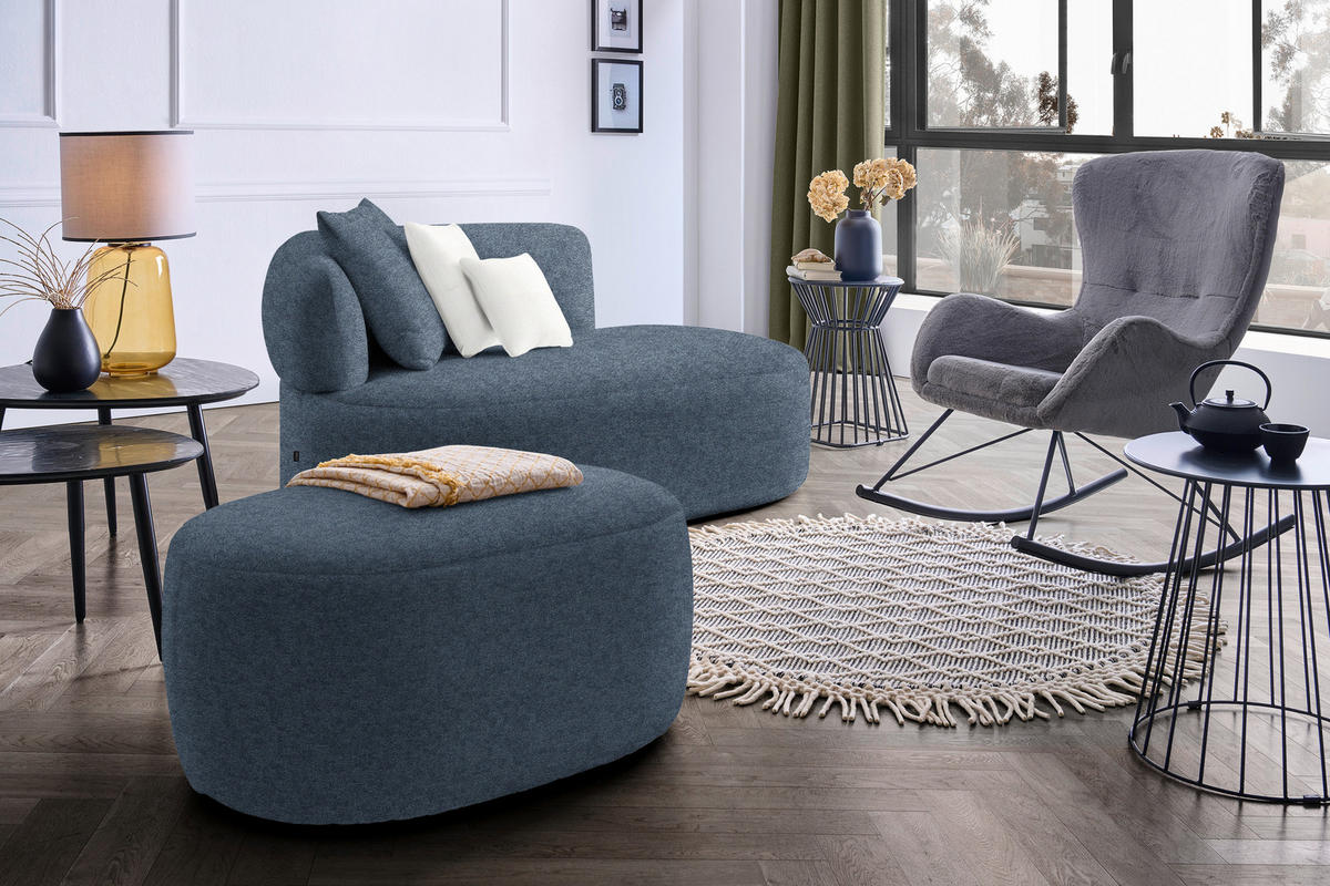 RÉCAMIERE in Chenille Blau, Beige  - Blau/Beige, MODERN, Kunststoff/Textil (166/86/105cm) - Hom`in