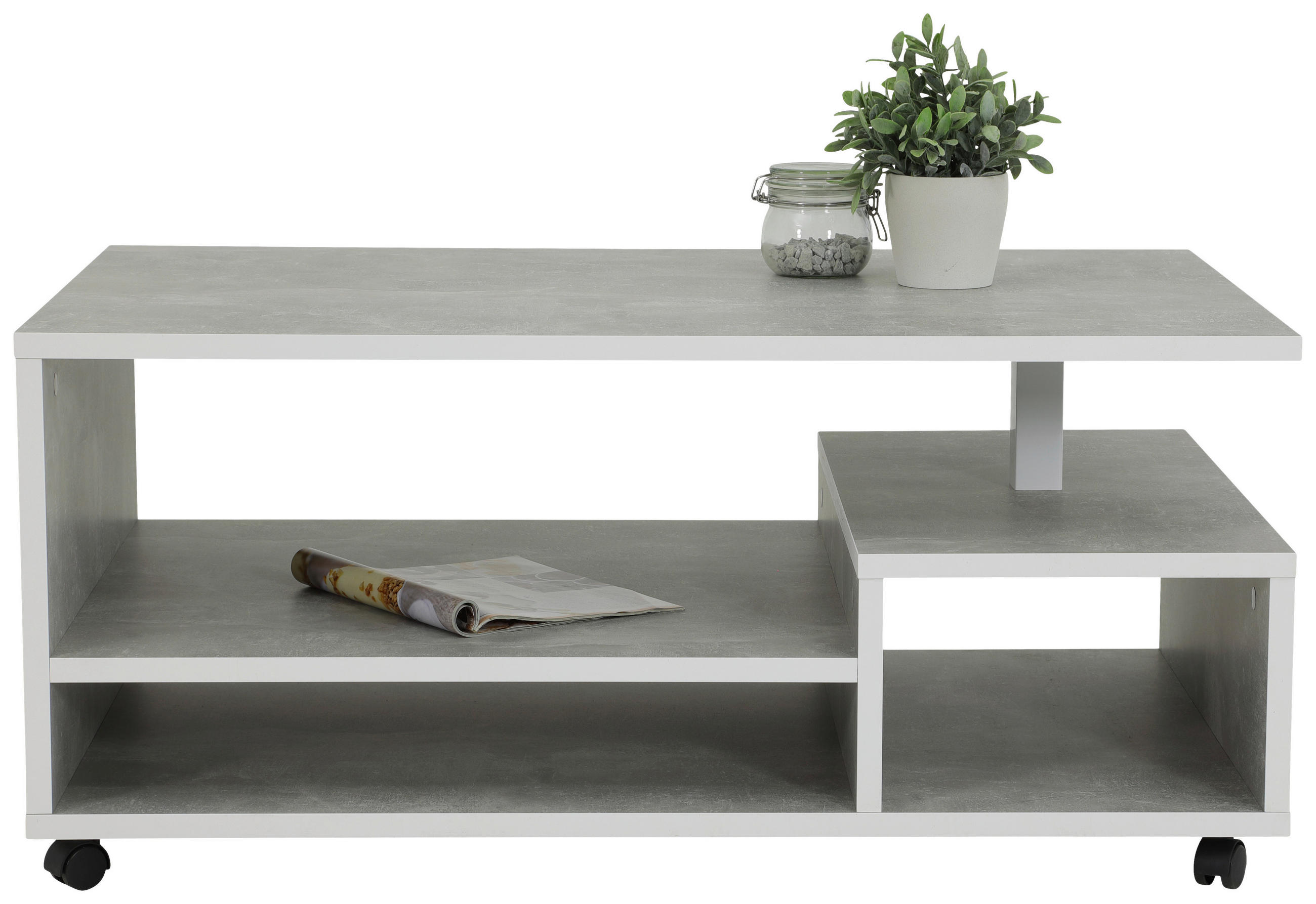 COUCHTISCH 110/68/50 cm rechteckig Grau, Weiß  - Weiß/Grau, MODERN, Holzwerkstoff/Kunststoff (110/68/50cm) - Boxxx