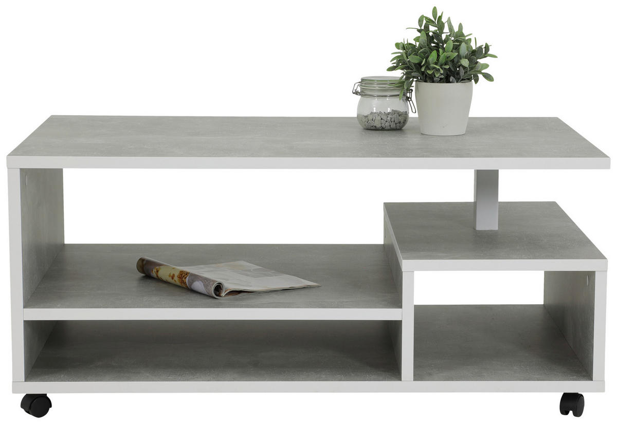 COUCHTISCH 110/68/50 cm rechteckig Grau, Weiß  - Weiß/Grau, MODERN, Holzwerkstoff/Kunststoff (110/68/50cm) - Boxxx