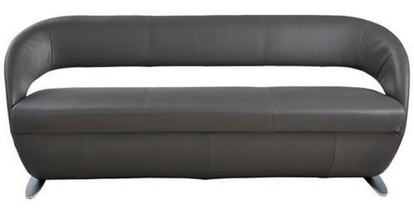SITZBANK in Leder Edelstahlfarben, Dunkelgrau - Edelstahlfarben/Dunkelgrau, Design, Leder/Metall (204/83/68cm) - Moderano