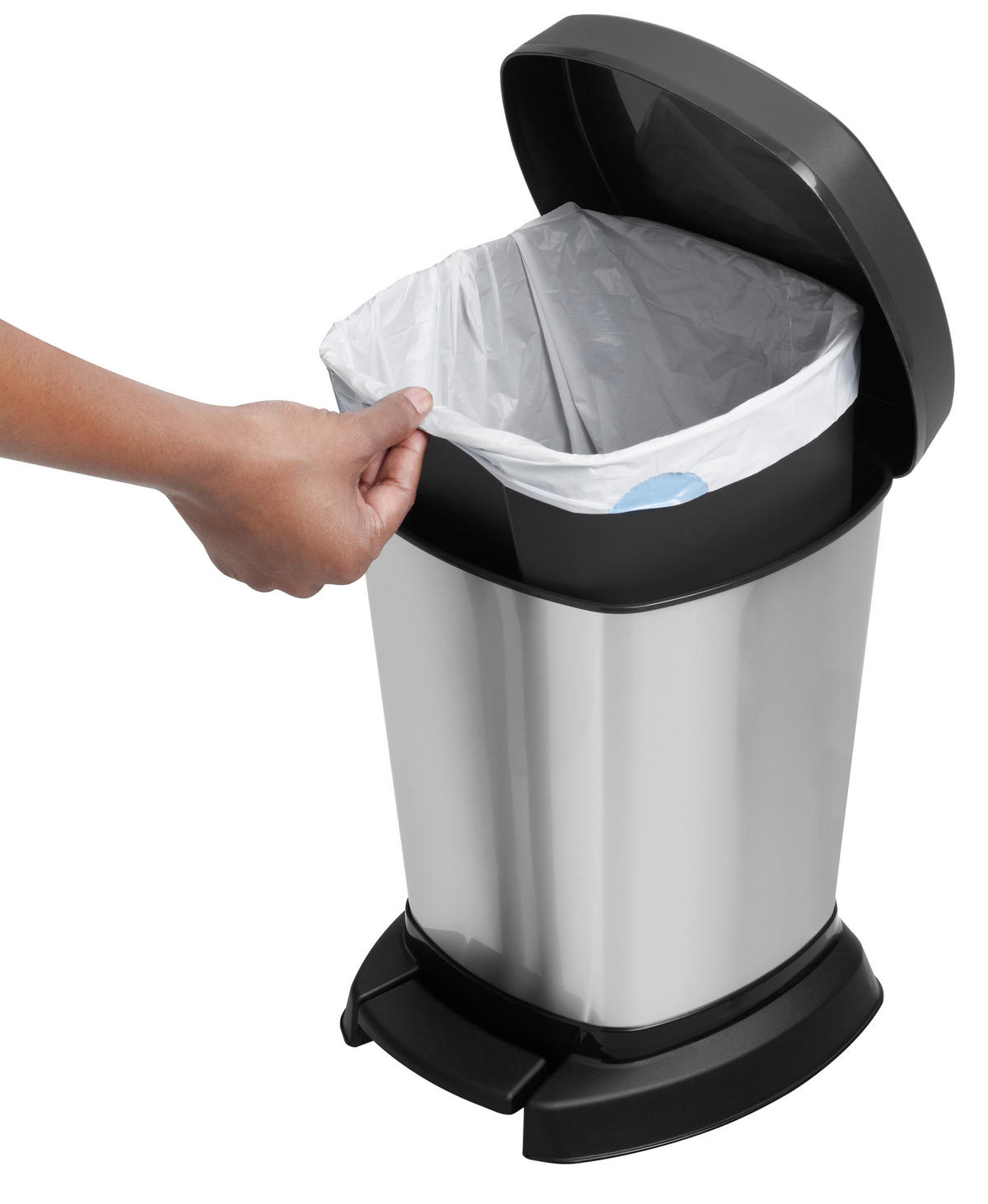 KOSMETIKEIMER PASO 6 L  - Edelstahlfarben/Schwarz, Basics, Kunststoff (23,4/21,9/29,5cm) - Rotho