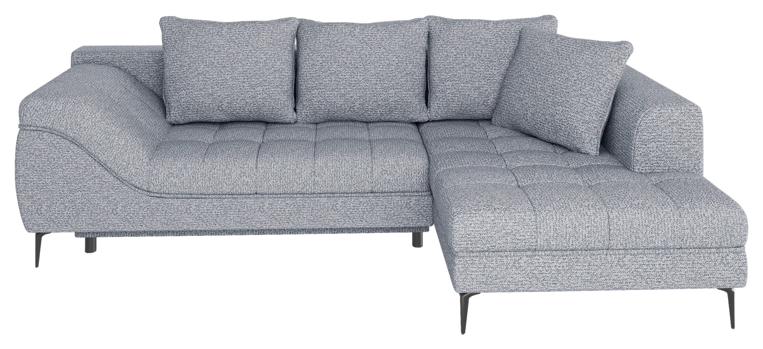 ECKSOFA Grau Struktur, Bouclé  - Schwarz/Grau, Design, Textil (177/276cm) - MID.YOU