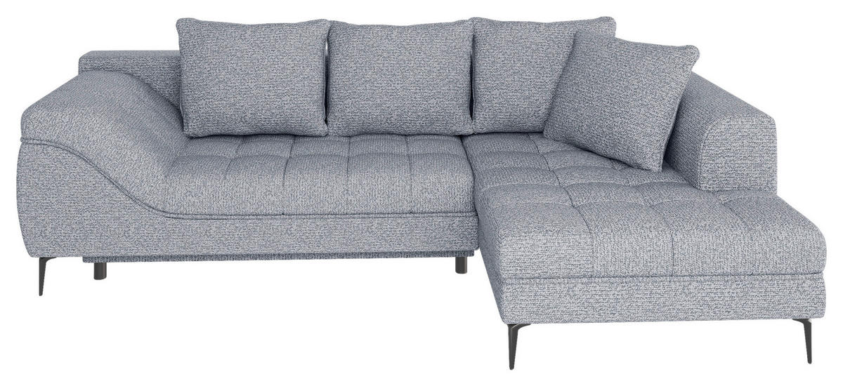 ECKSOFA Grau Struktur, Bouclé  - Schwarz/Grau, Design, Textil (177/276cm) - MID.YOU