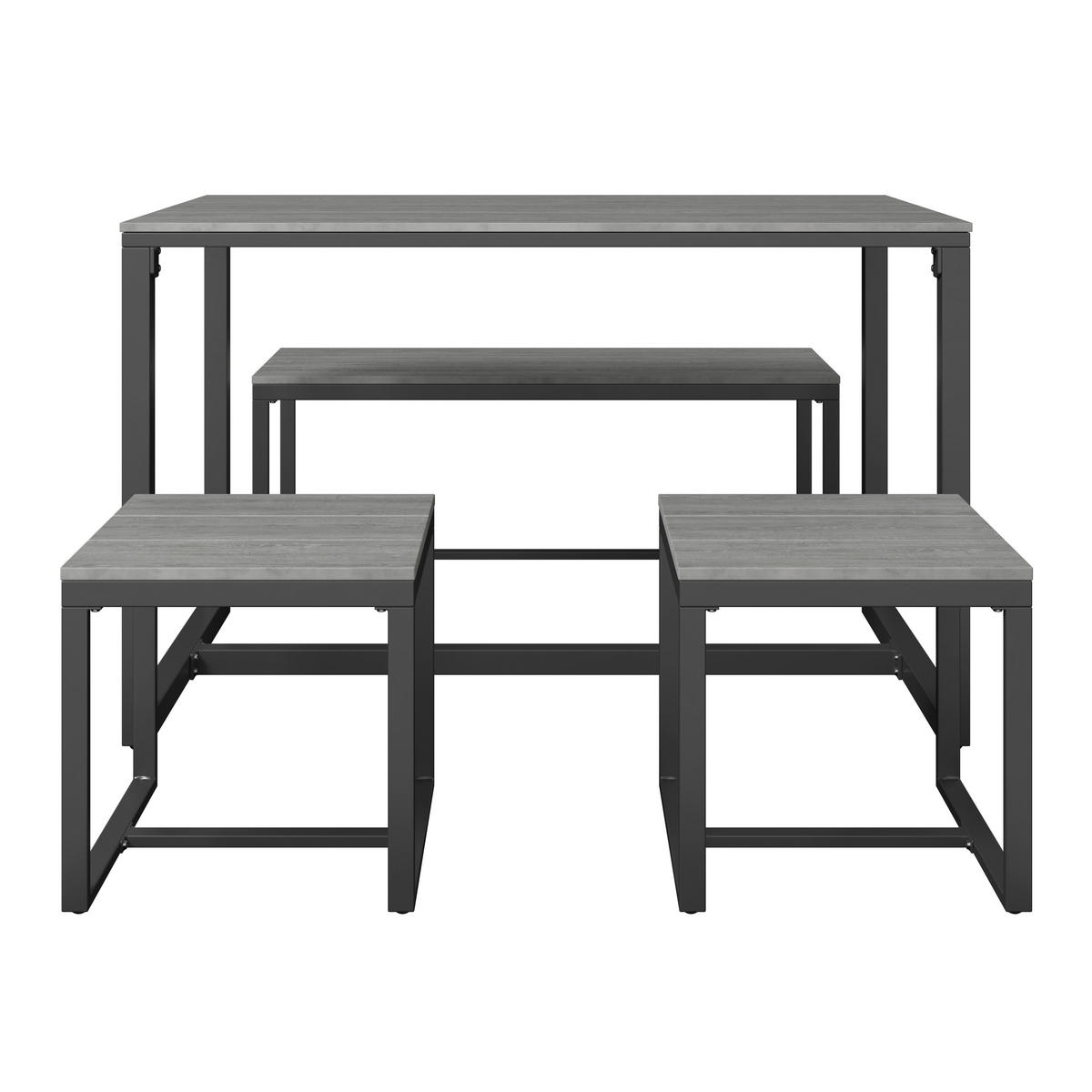 KERTI BÚTORSZETT 4 részes  - sötétszürke/szürke, Modern, műanyag/fém - Ambia Garden