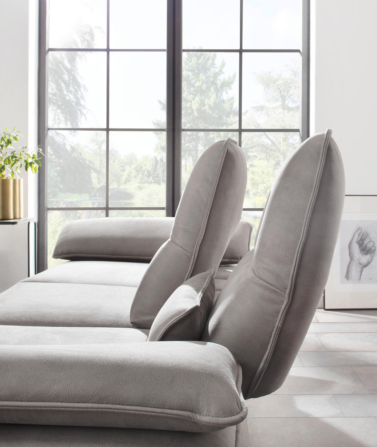 ECKSOFA Braun Mikrofaser  - Schwarz/Braun, Design, Textil/Metall (164/291cm) - Chilliano