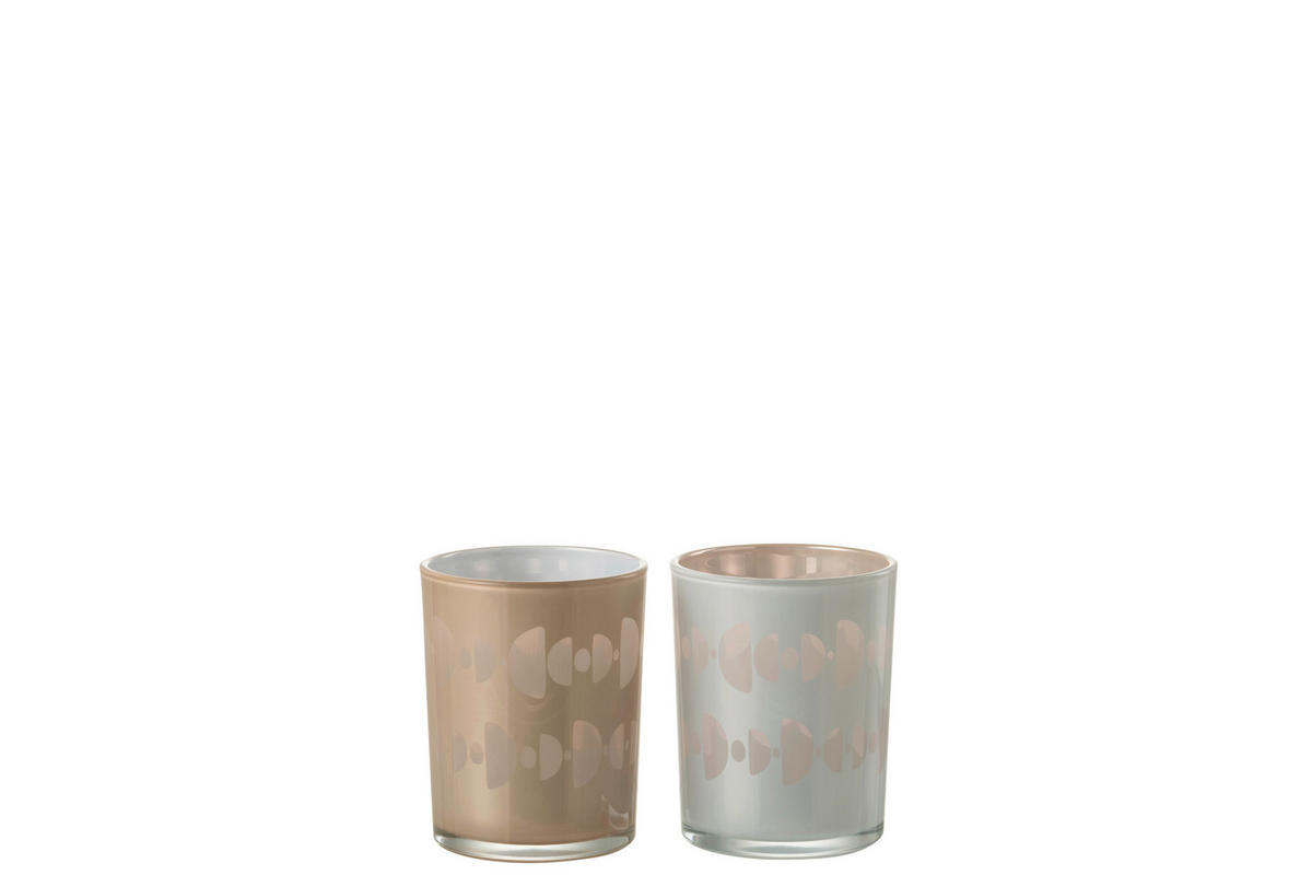 TEELICHTHALTER - Beige/Grau, Basics, Glas (10/10/12,5cm)