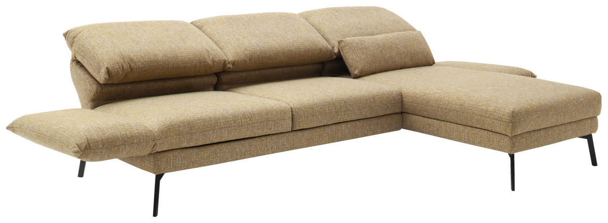 ECKSOFA Gelb Flachgewebe  - Gelb/Schwarz, Design, Textil/Metall (277/175cm) - Schöner Wohnen