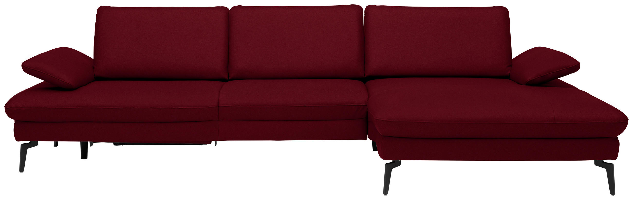 ECKSOFA in Echtleder Dunkelrot  - Schwarz/Dunkelrot, Design, Leder/Metall (325/157cm) - Dieter Knoll