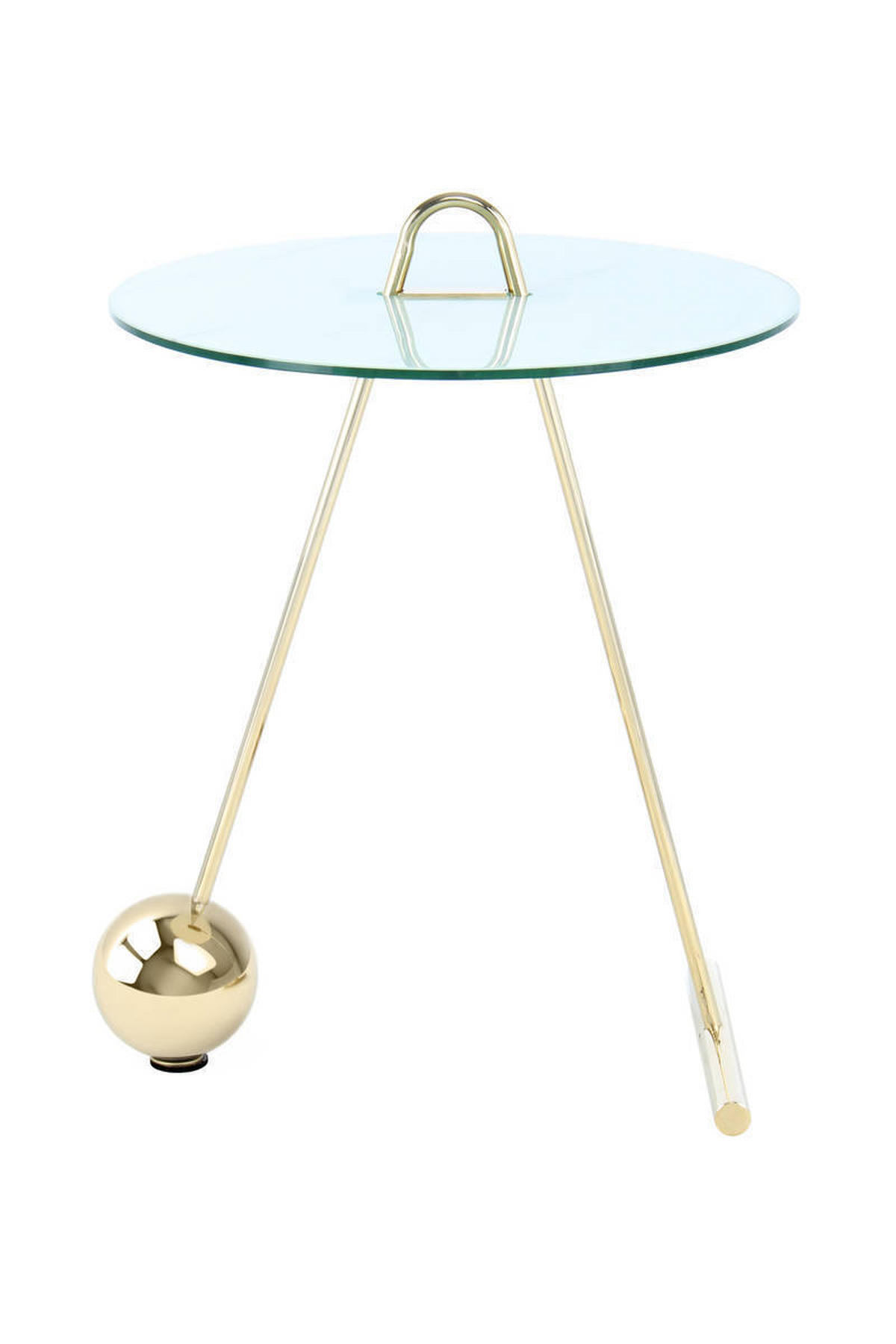 BEISTELLTISCH Weiß, Goldfarben rund  - Goldfarben/Weiß, Basics, Glas/Metall (46/60cm) - Kayoom