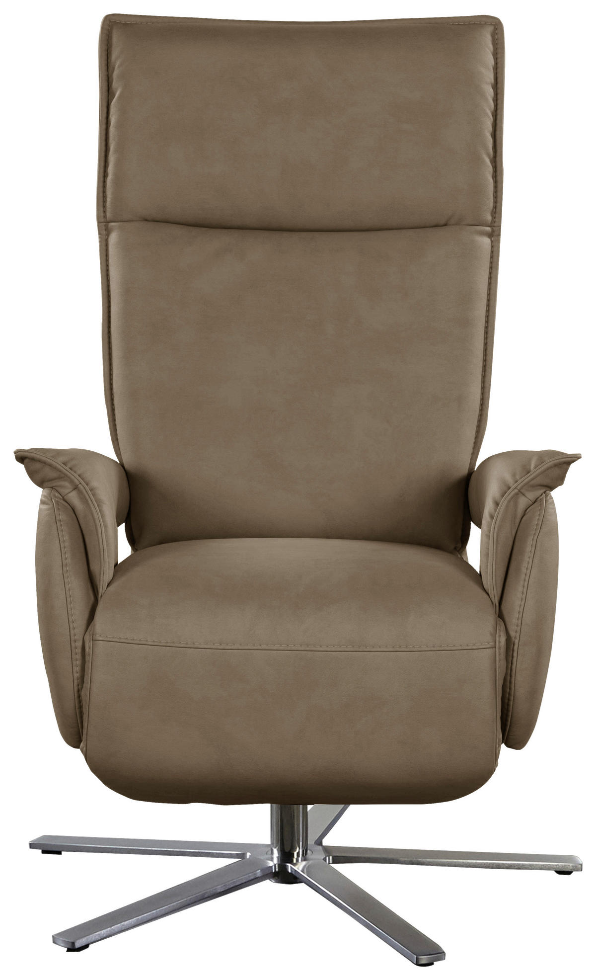 FERNSEHSESSEL in Fango  - Edelstahlfarben/Fango, Modern, Leder/Metall (77/116/80cm) - Livetastic