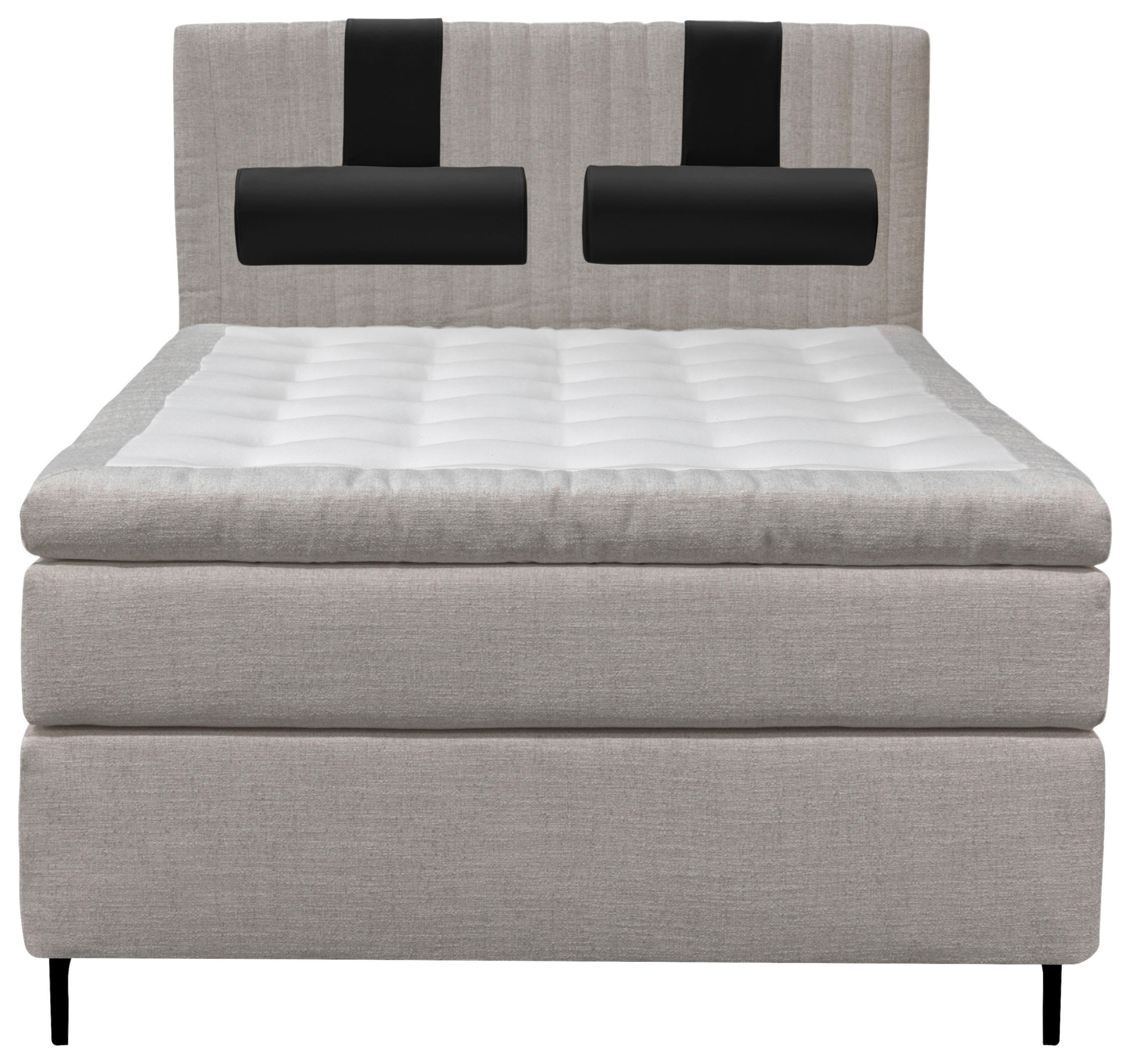 KONTINENTALSÄNG 140/200 cm  i svart, grå, vit  - vit/beige, Klassisk, metall/trä (140/200cm) - Cassando