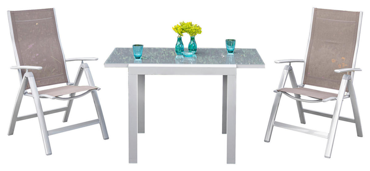 BALKONSET  - Taupe/Silberfarben, KONVENTIONELL, Glas/Textil - Gardenson