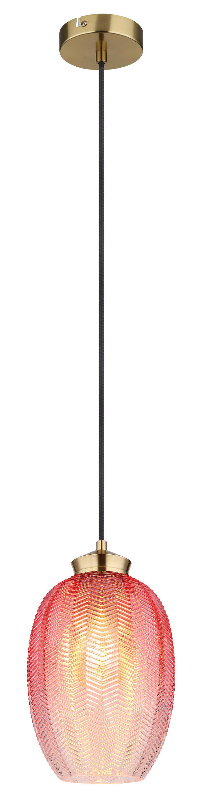 HÄNGELEUCHTE 18/120 cm    - Brombeere/Goldfarben, Basics, Glas/Textil (18/120cm) - Globo