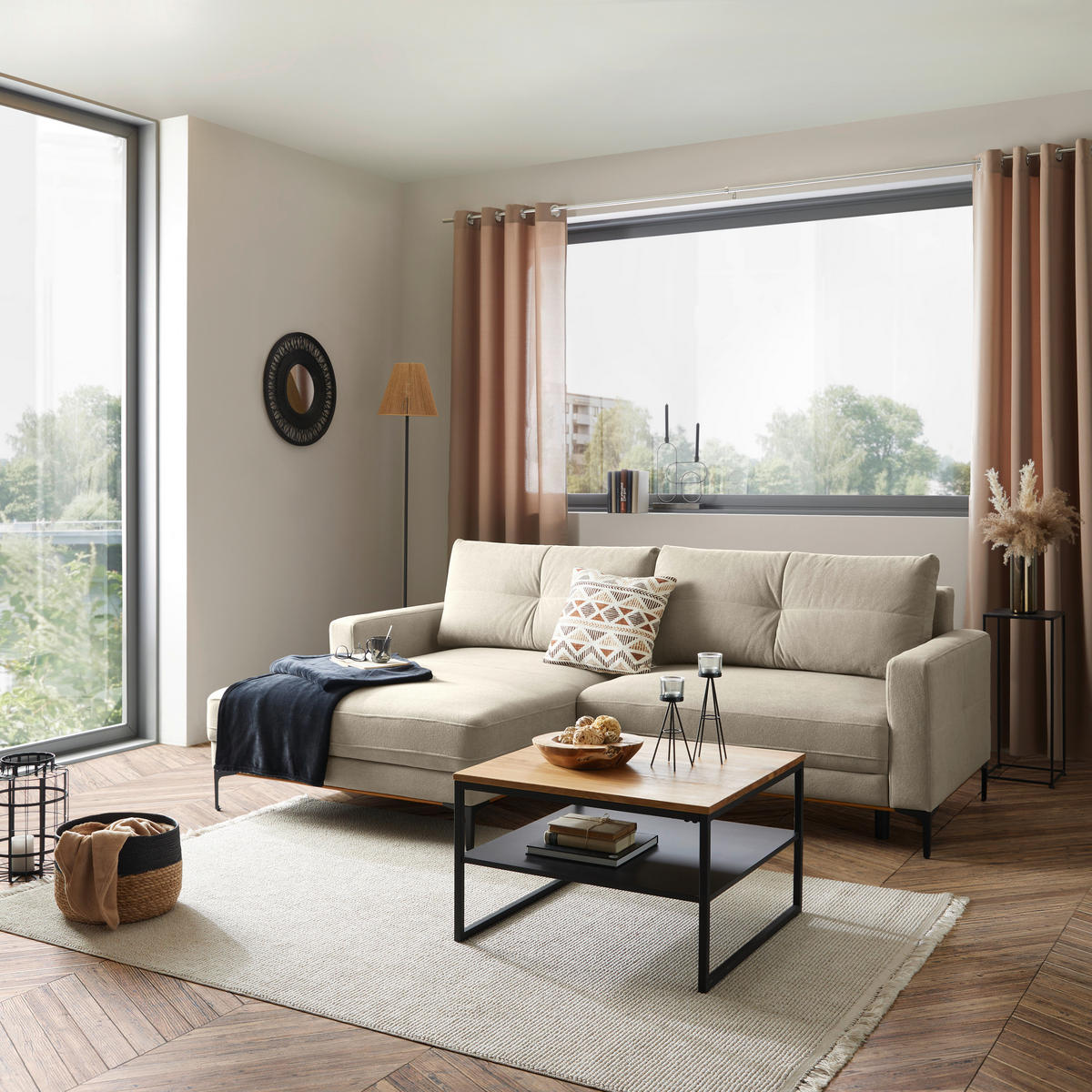 ECKSOFA Sahara  - Schwarz/Sahara, MODERN, Textil/Metall (162/238cm) - Ondega