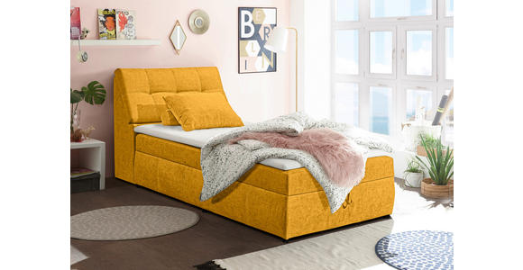 BOXBETT 120/200 cm  in Senfgelb  - Senfgelb/Schwarz, Design, Kunststoff/Textil (120/200cm) - Carryhome