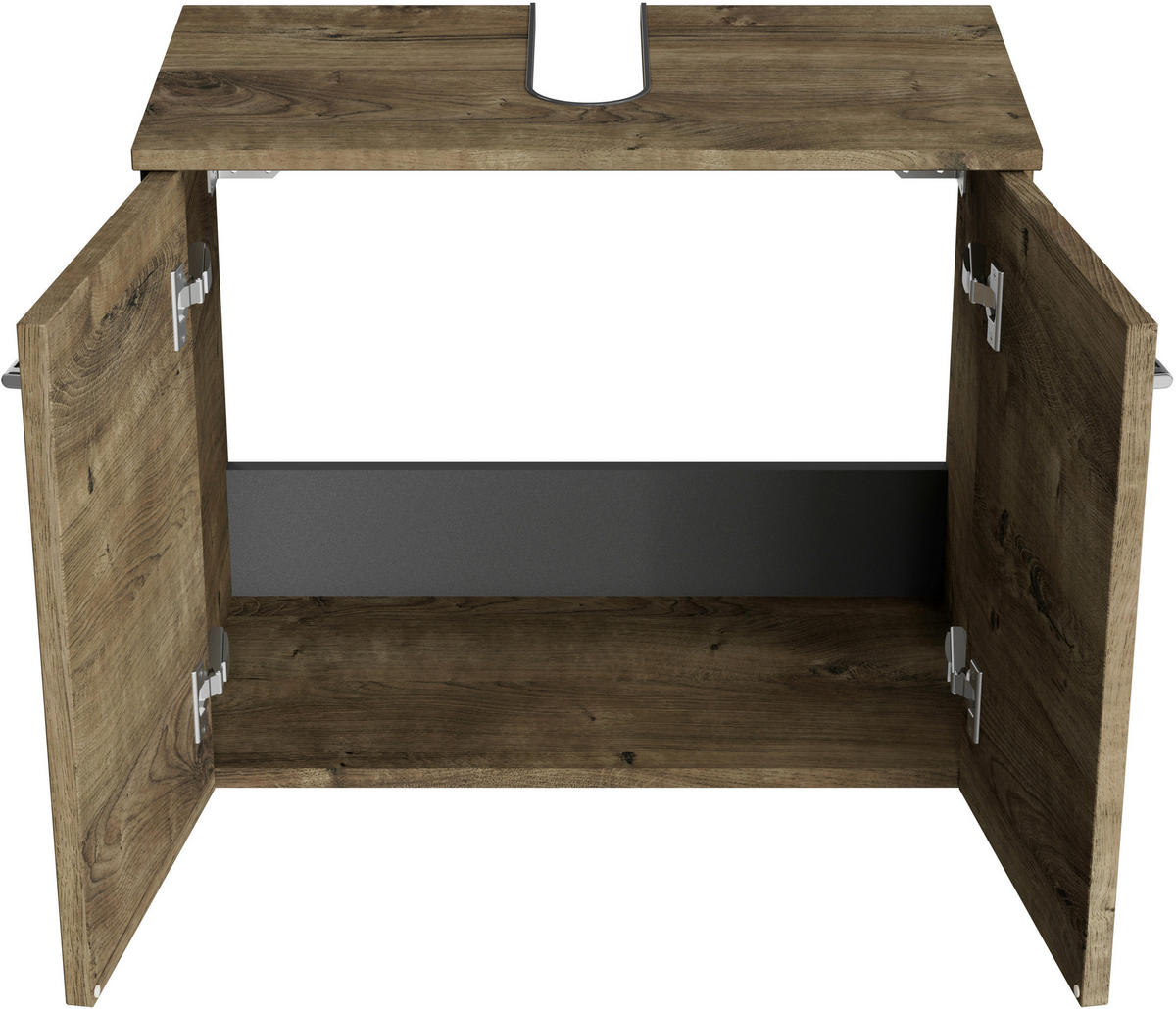 WASCHBECKENUNTERSCHRANK 60/49,8/33,3 cm  - Eiche dunkel/Chromfarben, KONVENTIONELL, Holzwerkstoff/Metall (60/49,8/33,3cm) - Sadena