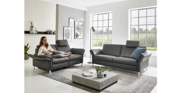 3-SITZER-SOFA Anthrazit Echtleder  - Anthrazit/Alufarben, Design, Leder/Metall (190/82/99cm) - Dieter Knoll