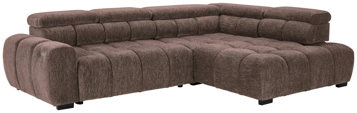 ECKSOFA inkl. Funktionen Braun Webstoff  - Schwarz/Braun, MODERN, Kunststoff/Textil (297/205cm) - Welnova