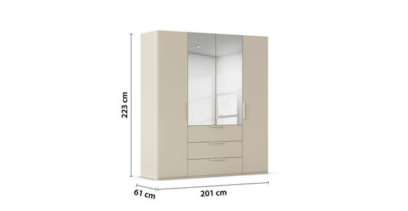 DREHTÜRENSCHRANK 201/223/61 cm,  in Champagner, 4-türig  - Champagner, Basics, Glas/Holzwerkstoff (201/223/61cm) - Novel
